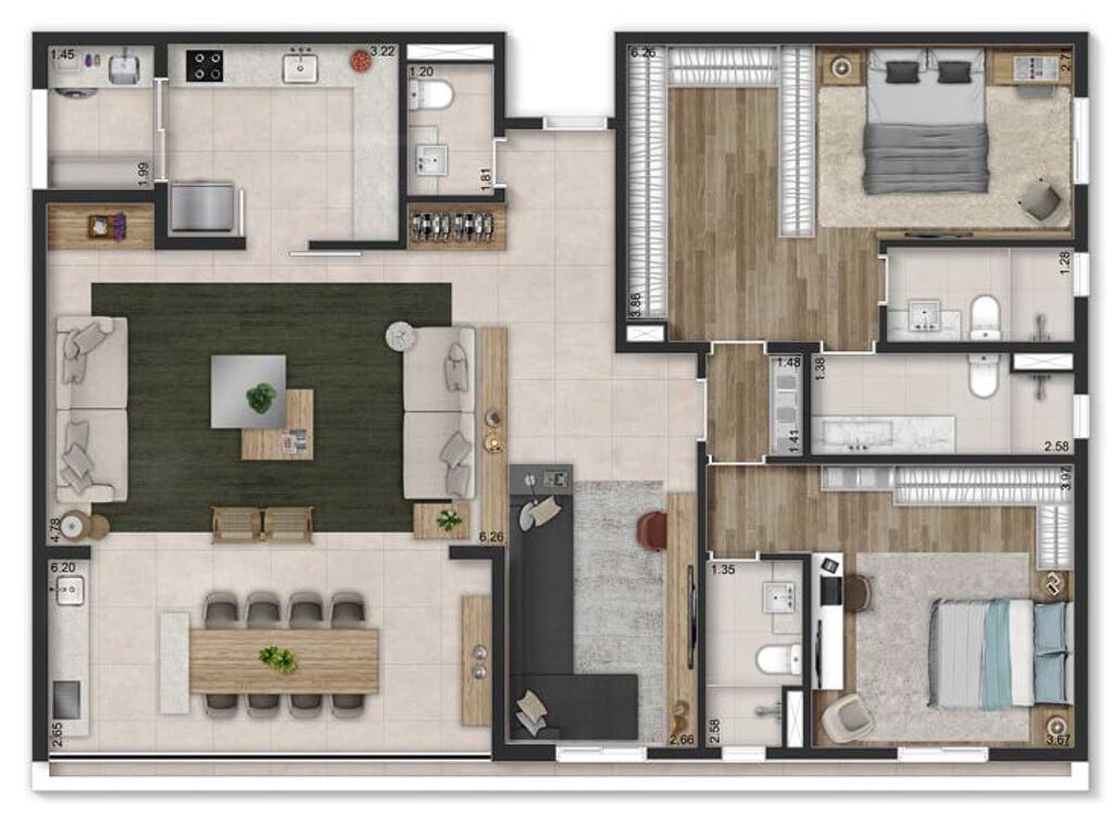 Planta 08 - 2 dorm 154m - opo 1