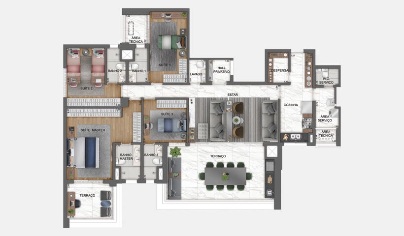 Planta 03 - 4 dorm 185m