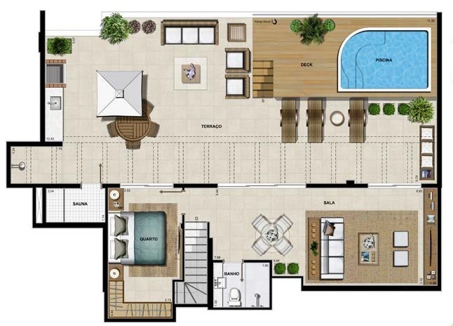 Planta 25 - 4 dorm 256 91m - cobertura duplex - superior