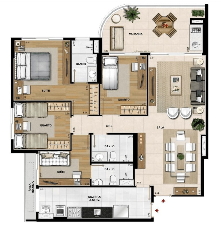 Planta 07 - 4 dorm 124 82m