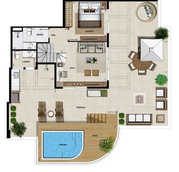 Planta 13 - 4 dorm 238 20m - cobertura duplex - superior