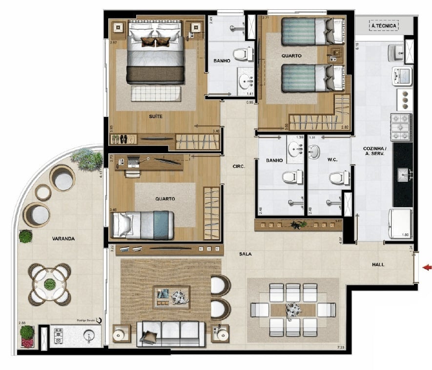 Planta 03 - 3 dorm 115 37m