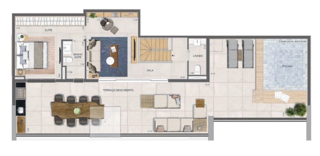 Planta 14 - 3 dorm 243 19m - cobertura duplex - superior