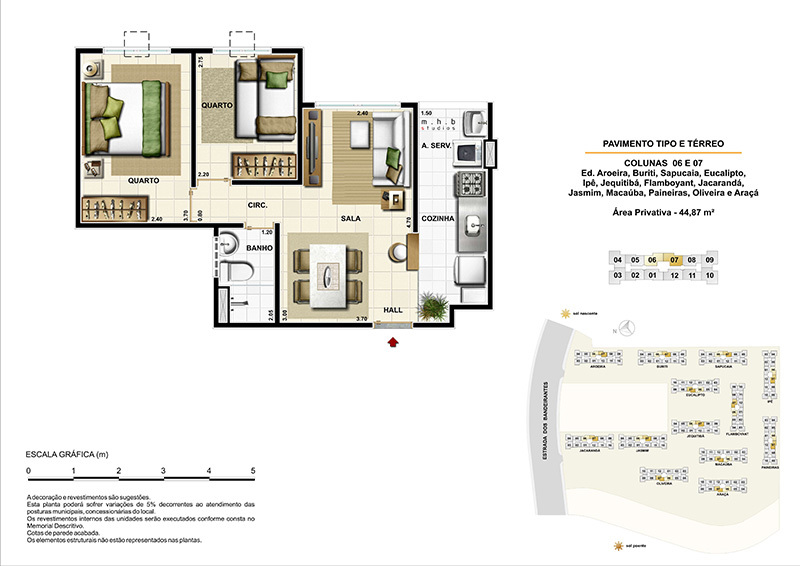 Planta 03 - 2 dorm 44 87m