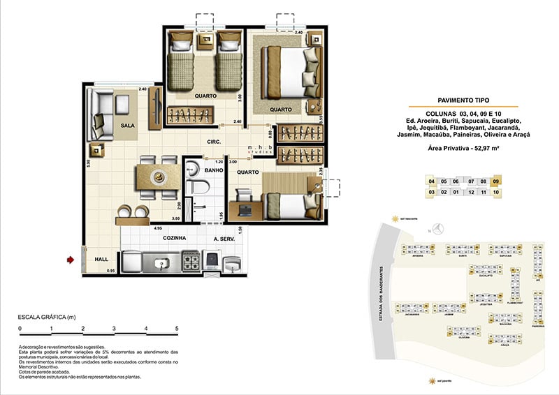 Planta 04 - 3 dorm 52 97m