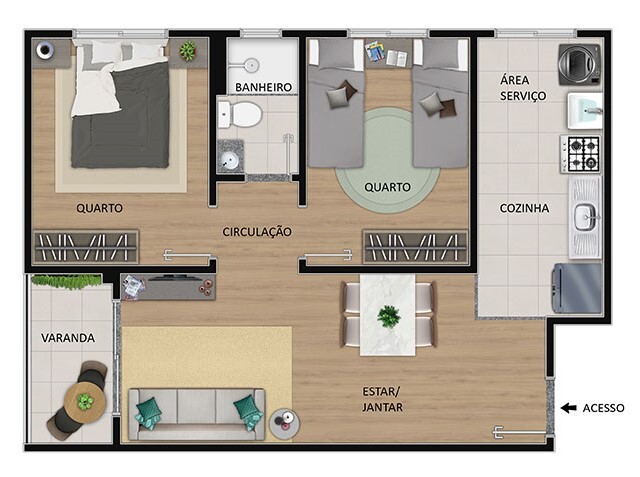 Planta 02 - 2 dorm 51 16m