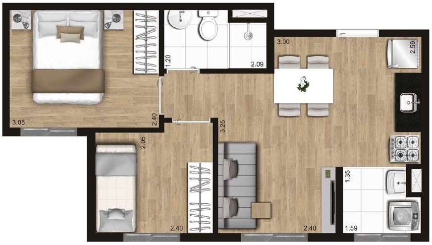 Planta 06 - 2 dorm 36m