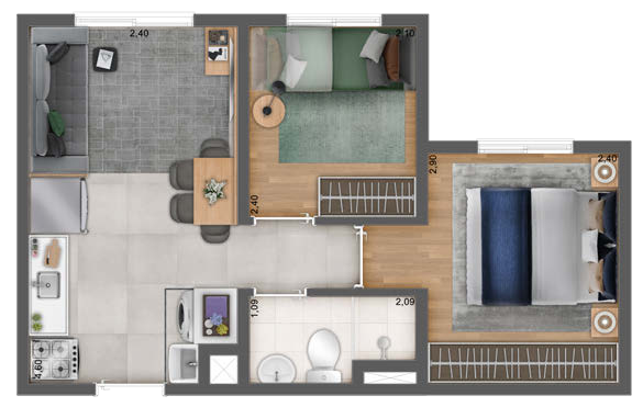 Planta 04 - 2 dorm 32,54m