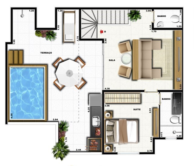 Planta 20 - 3 dorm 145,72m - cobertura duplex - inferior