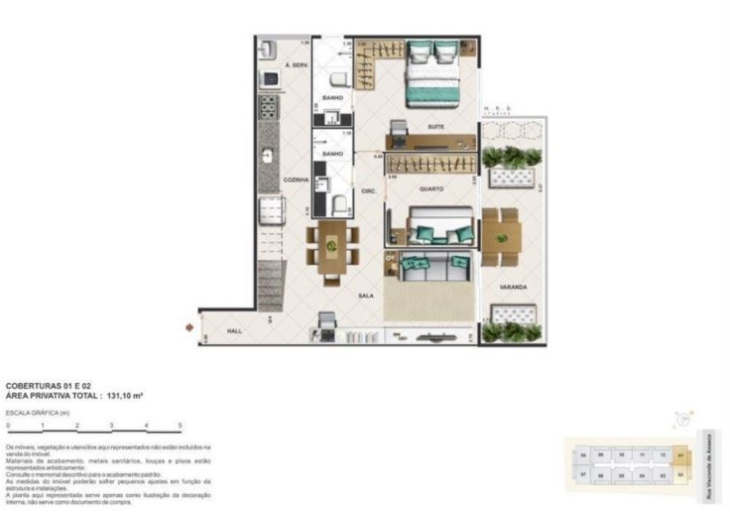 Planta 17 - 2 dorm 131 10m - cobertura