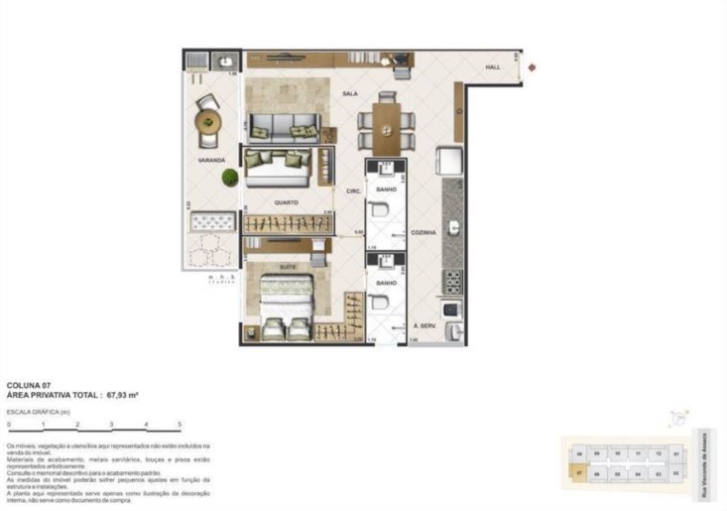 Planta 02 - 2 dorm 67 93m