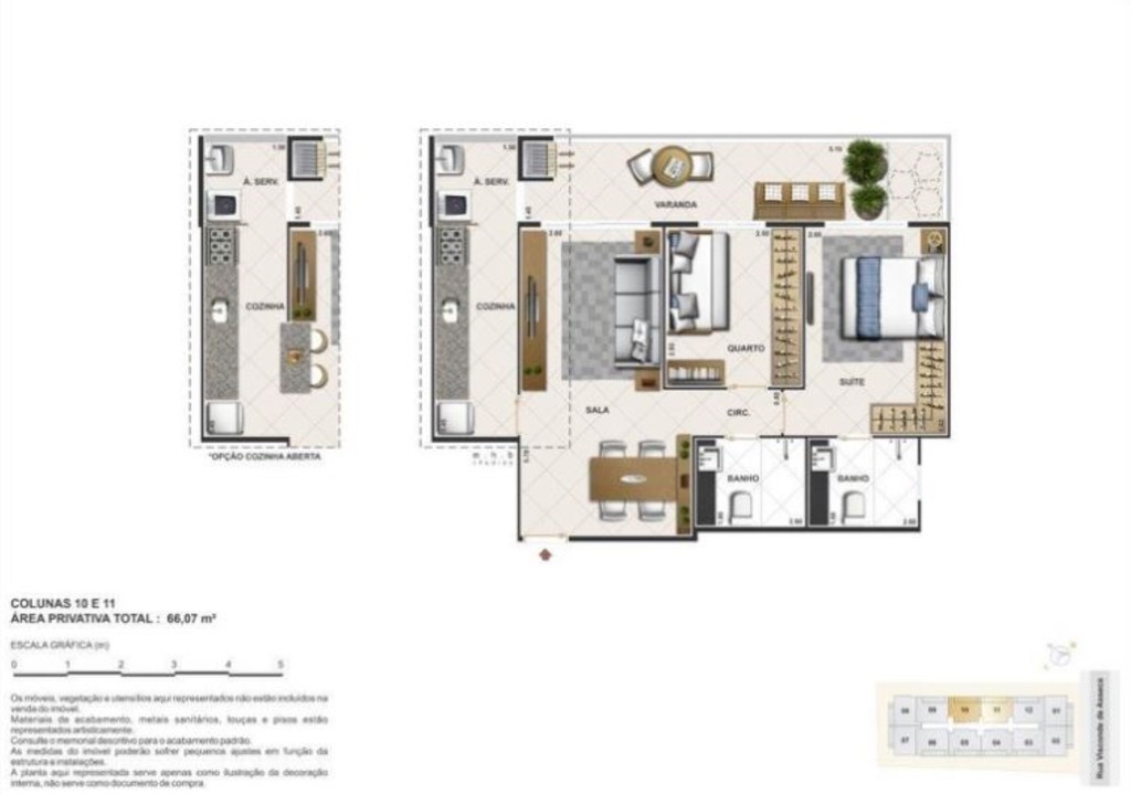 Planta 01 - 2 dorm 66 07m