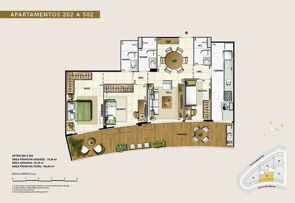 Planta 01 - 2 dorm 104 85m