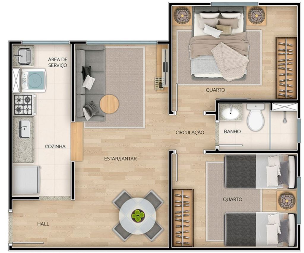 Planta 04 - 2 dorm 43m