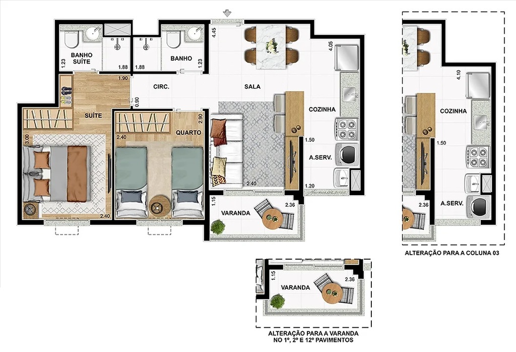 Planta 02 - 2 dorm 48,92m