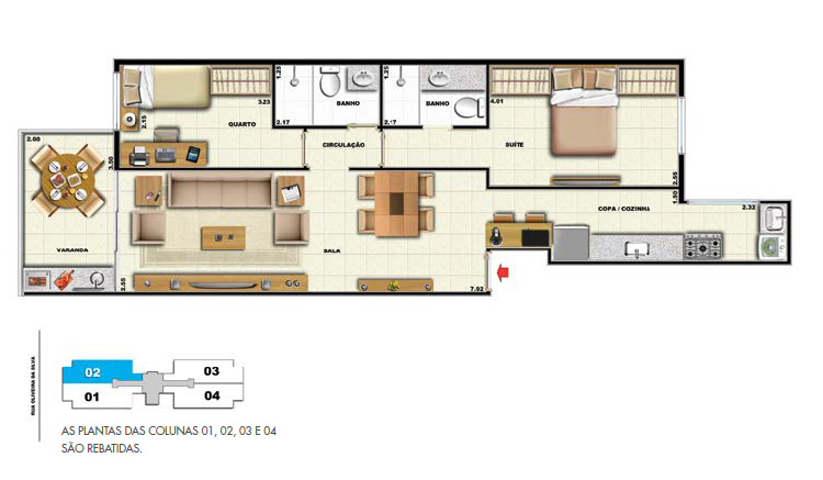 Planta 04 - 2 dorm 98 15m