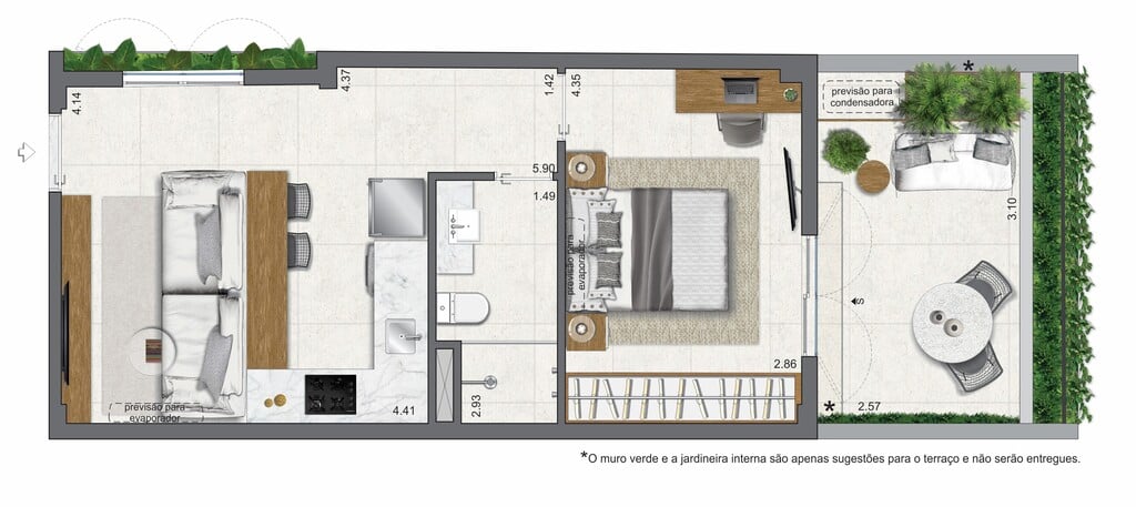 Planta 13 - 1 dorm 51,04m - garden