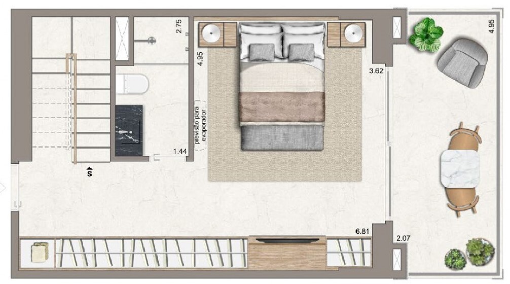 Planta 05 - 1 dorm 136 11m - triplex - inferior