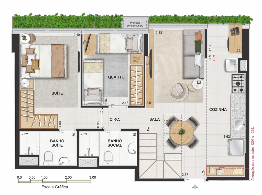 Planta 06 - 2 dorm 118,21m - cobertura duplex - inferior