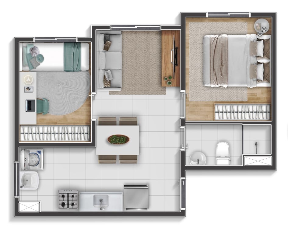 Planta 03 - 2 dorm 35,08m