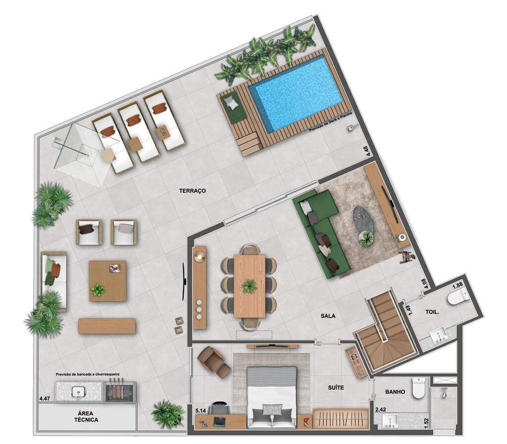 Planta 24 - 4 dorm 249 18m - cobertura duplex - superior