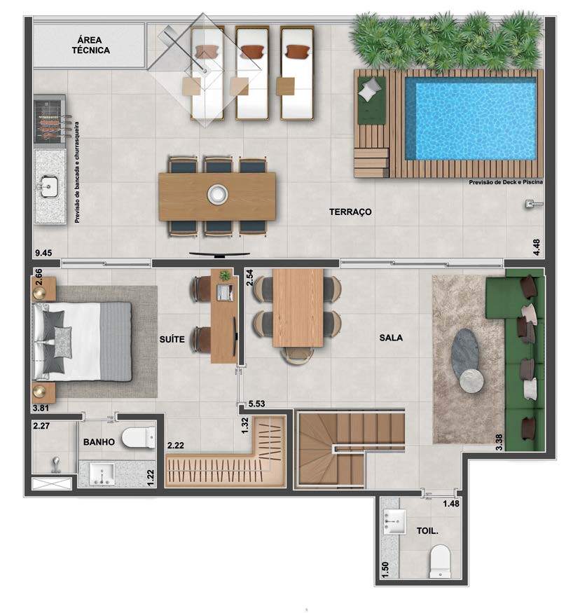 Planta 19 - 3 dorm 172 63m - cobertura duplex - superior