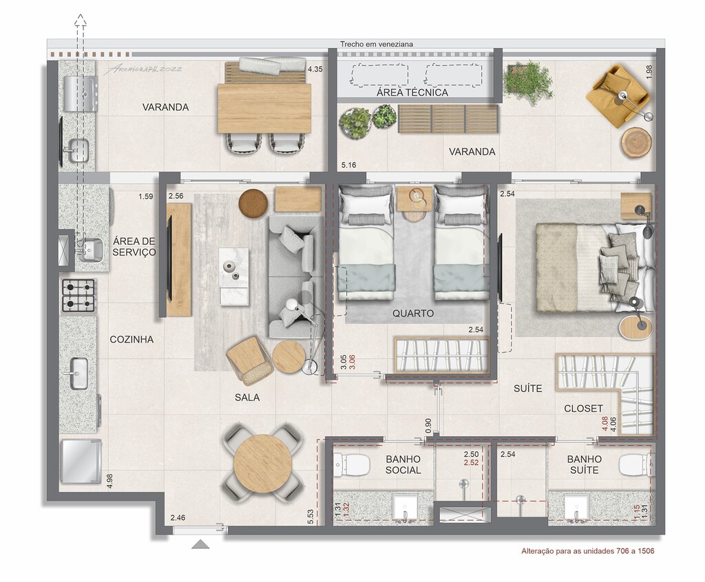 Planta 03 - 2 dorm 78 29m