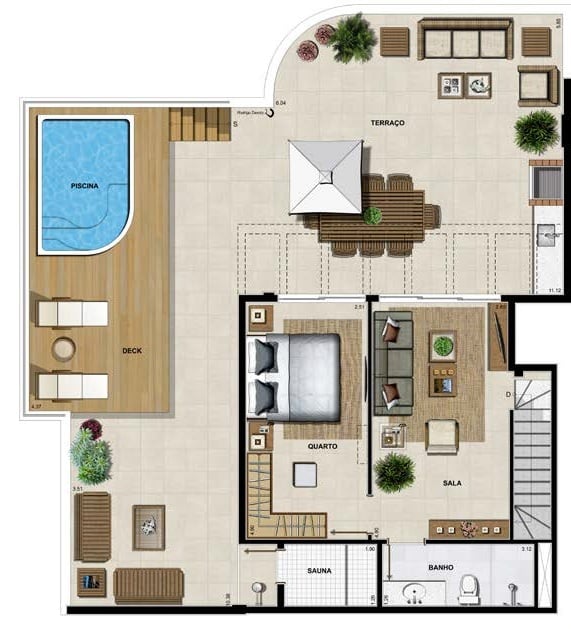 Planta 23 - 5 dorm 252 34m - cobertura duplex - superior