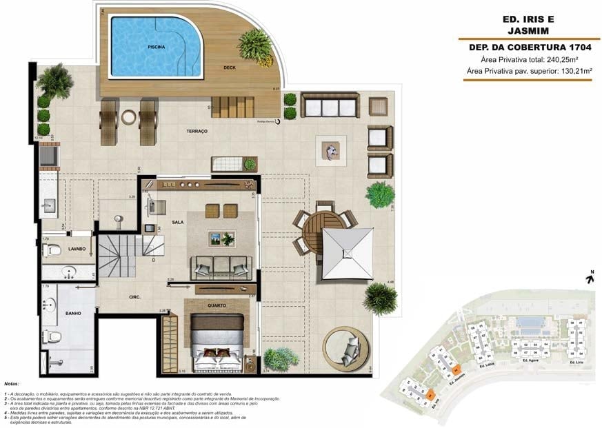 Planta 15 - 4 dorm 240 25m - cobertura duplex - superior