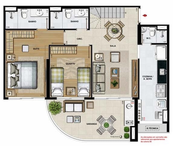 Planta 10 - 3 dorm 165 31m - cobertura duplex - inferior