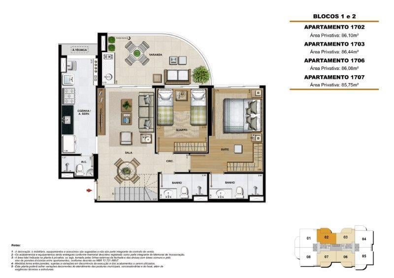 Planta 12 - 2 dorm 157 15m - cobertura