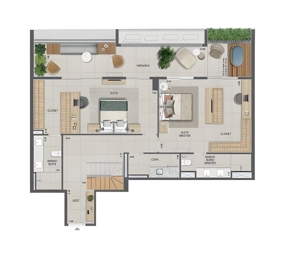 Planta 13 - 2 dorm 250,89m - cobertura duplex - inferior - opo