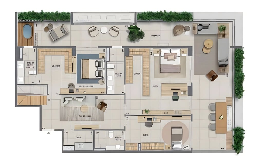 Planta 19 - 3 dorm 416,86m - cobertura duplex - inferior - opo