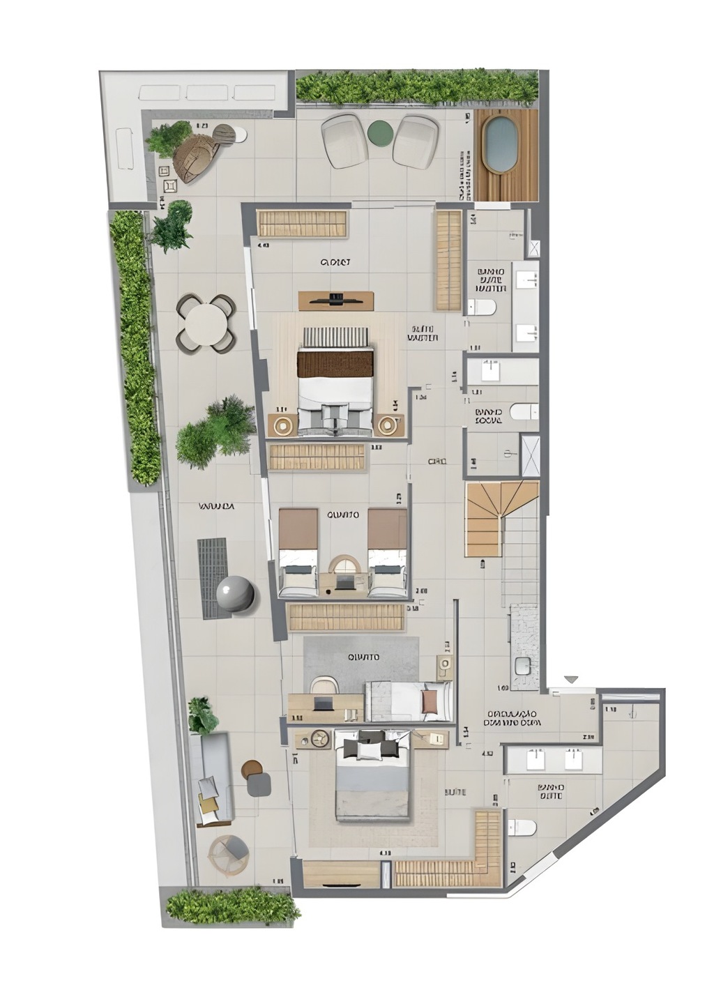 Planta 15 - 4 dorm 332,30m - cobertura duplex - inferior