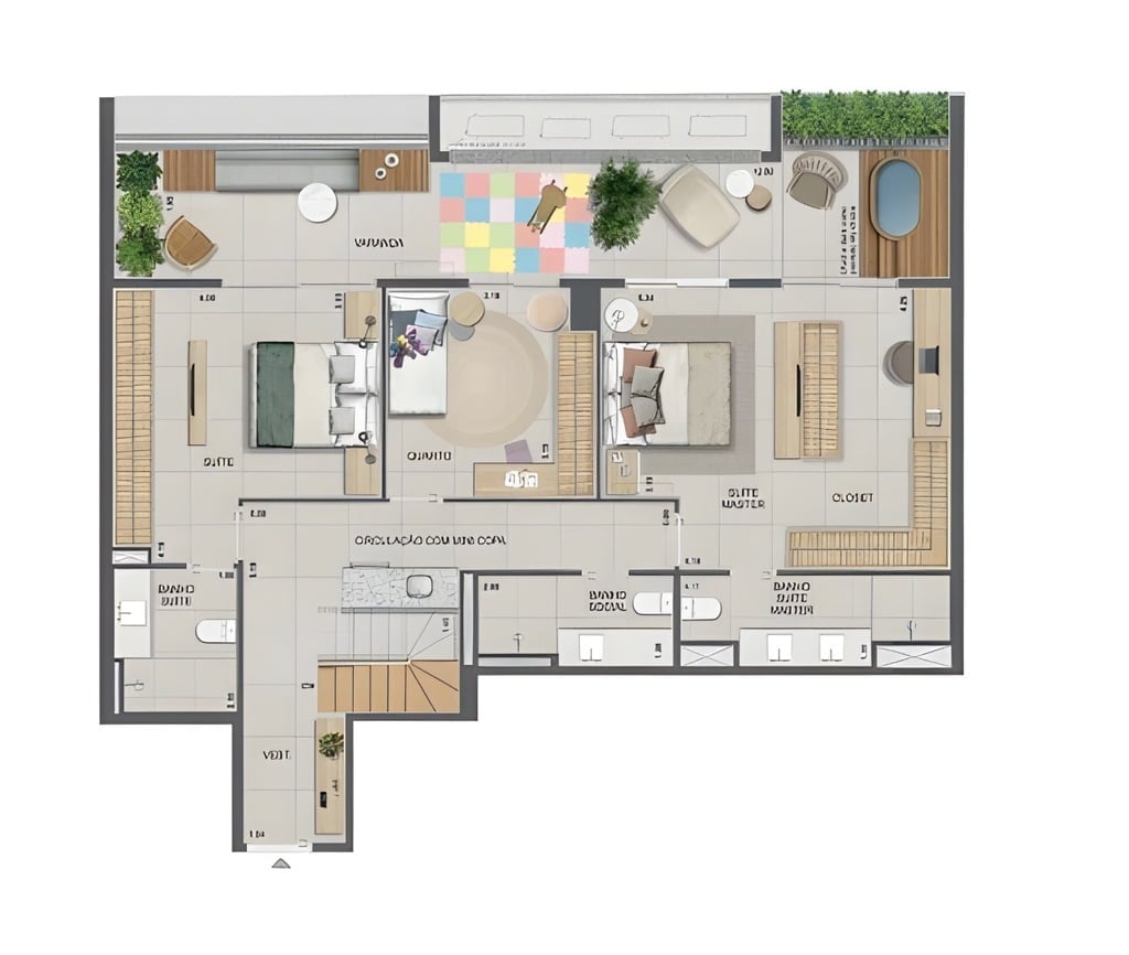 Planta 12 - 3 dorm 250,89m - cobertura duplex - inferior