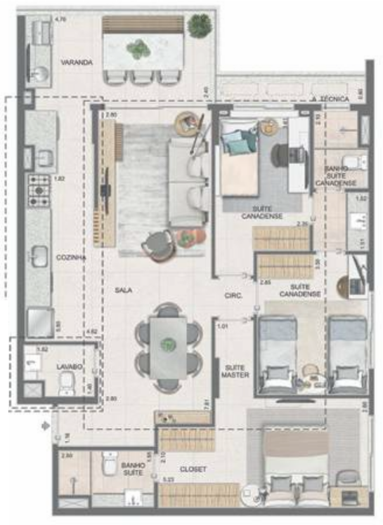 Planta 17 - 3 dorm 97 28m