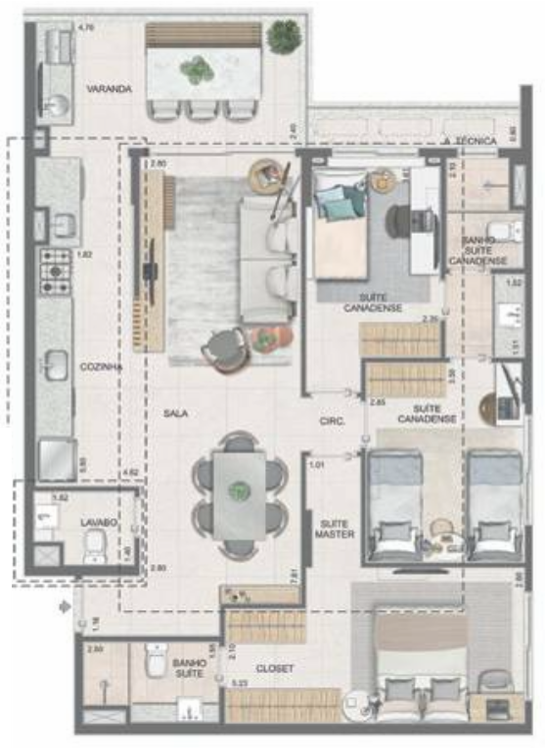 Planta 17 - 3 dorm 97 28m