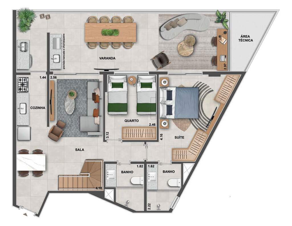 Planta 21 - 3 dorm 200 40m - cobertura duplex - inferior