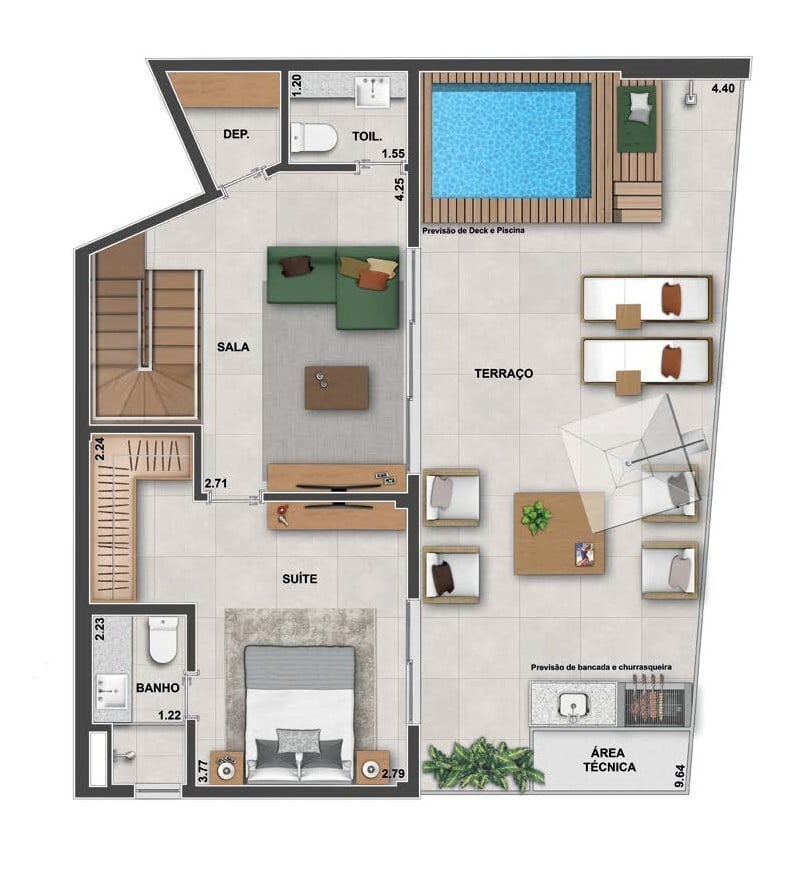 Planta 13 - 3 dorm 162 80m - cobertura duplex - superior