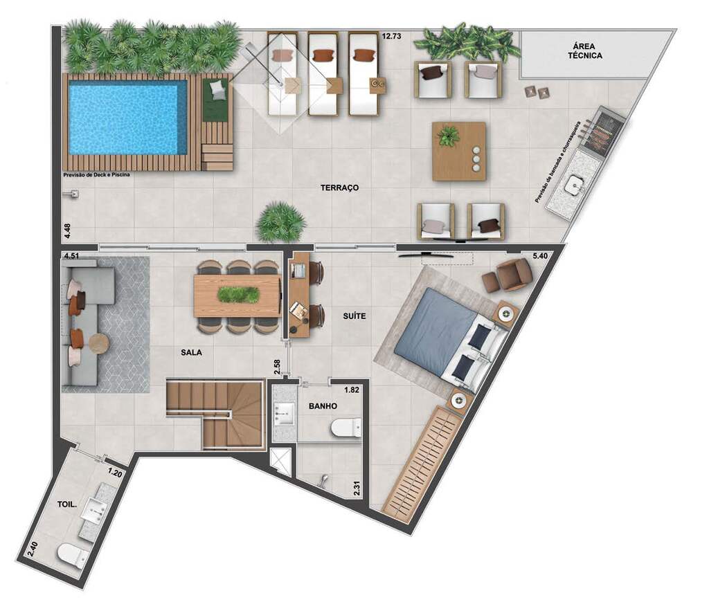 Planta 22 - 3 dorm 200 40m - cobertura duplex - superior