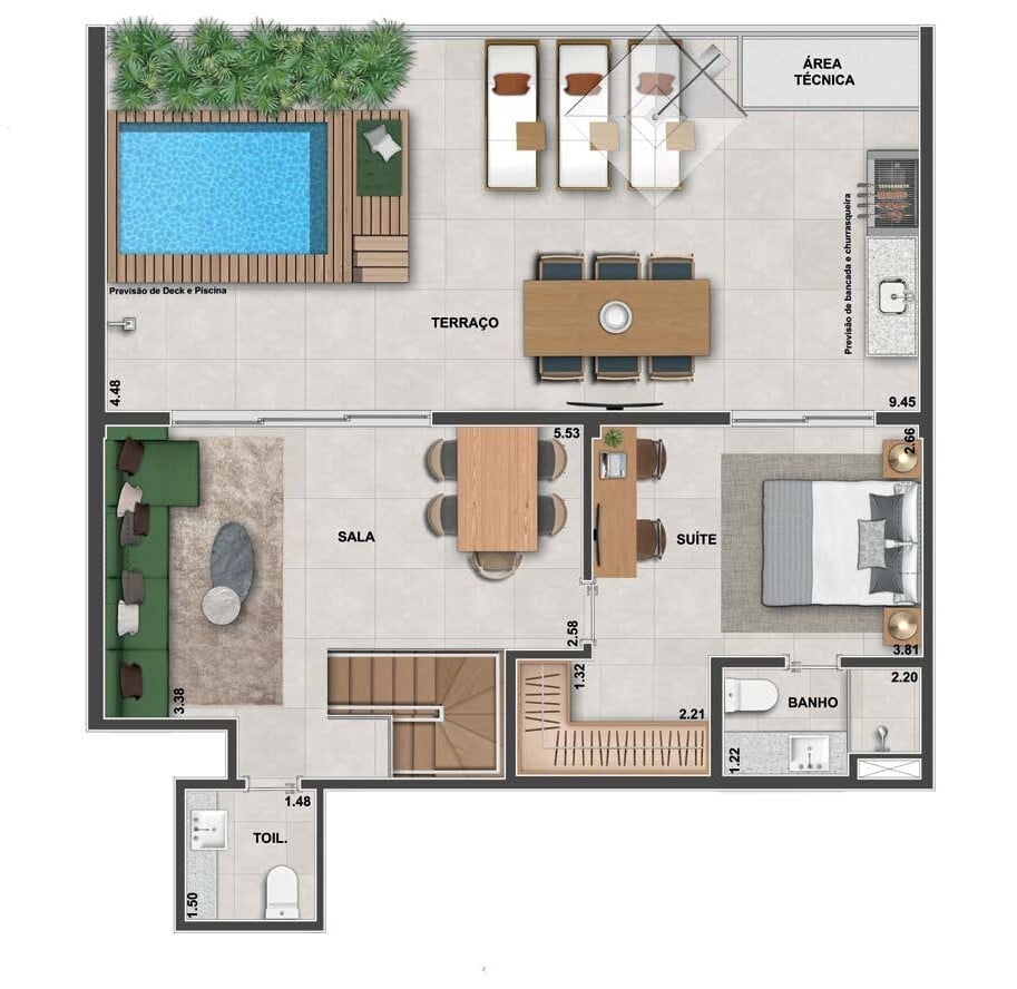 Planta 17 - 3 dorm 172 27m - cobertura duplex - superior