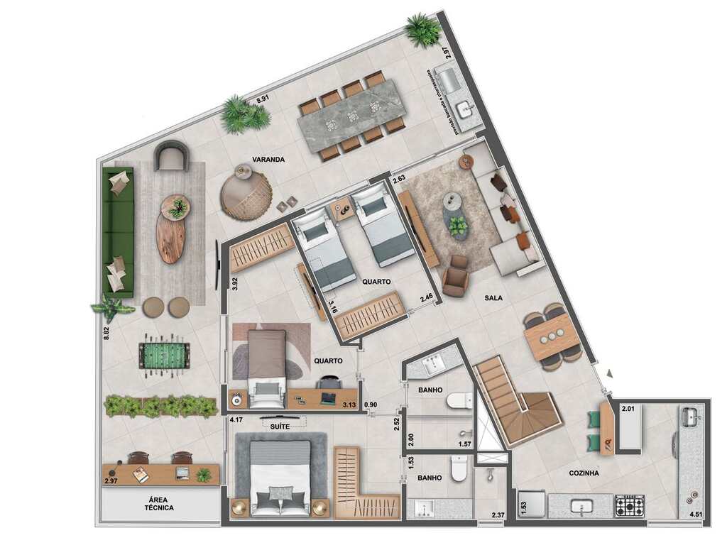 Planta 23 - 4 dorm 249 18m - cobertura duplex - inferior