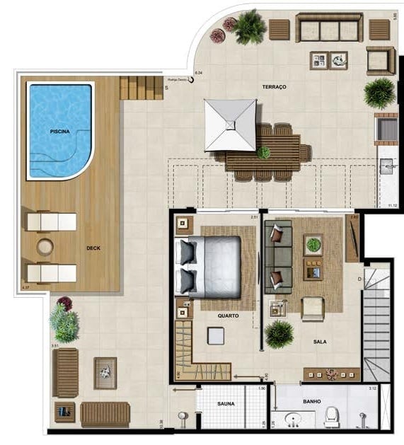 Planta 23 - 5 dorm 252,34m - cobertura duplex - superior