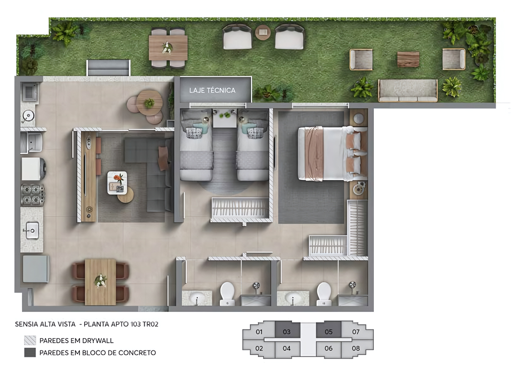 Planta 03 - 2 dorm 79,36m - garden