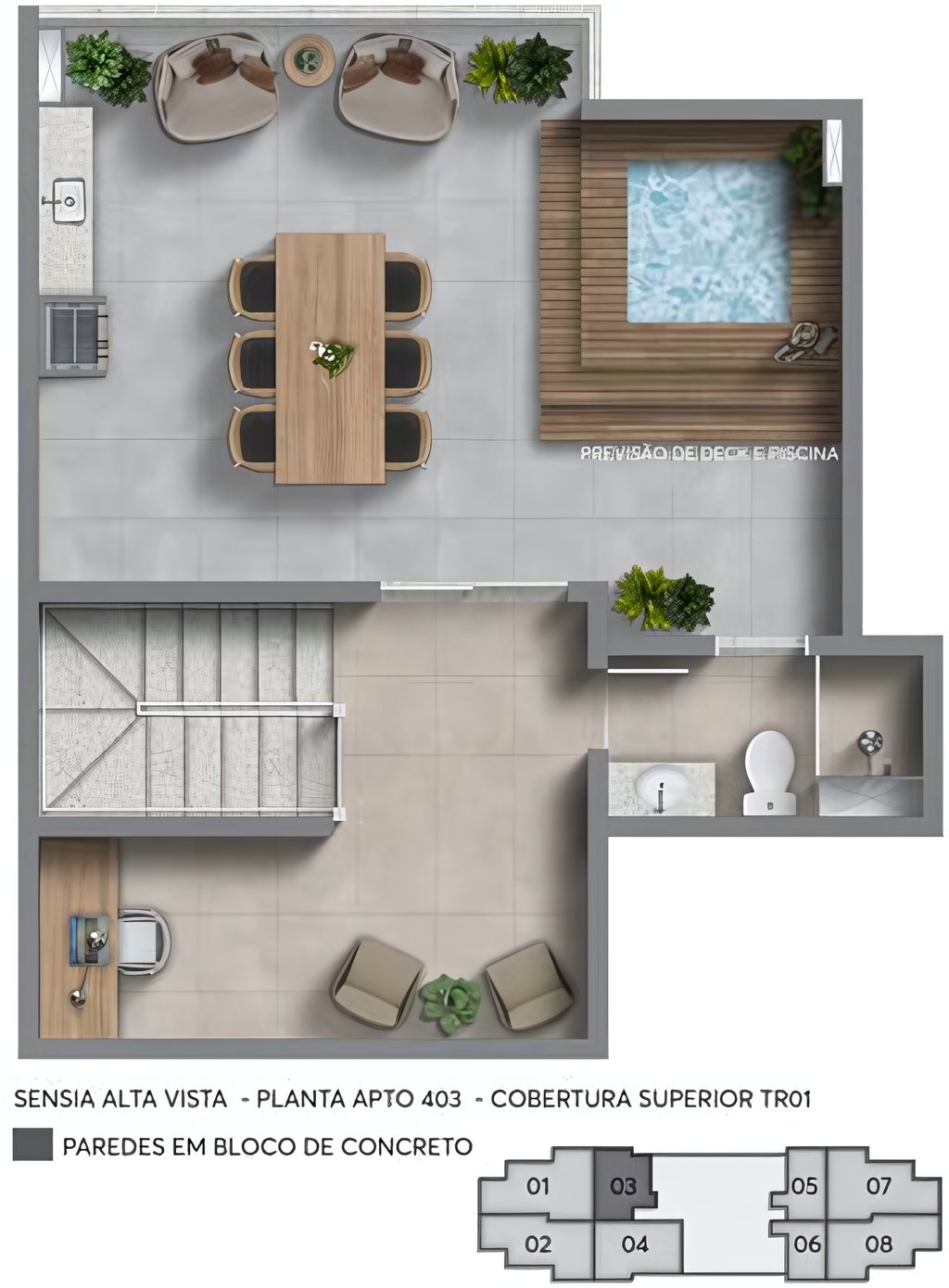 Planta 05 - 2 dorm 100,87m - cobertura duplex - superior