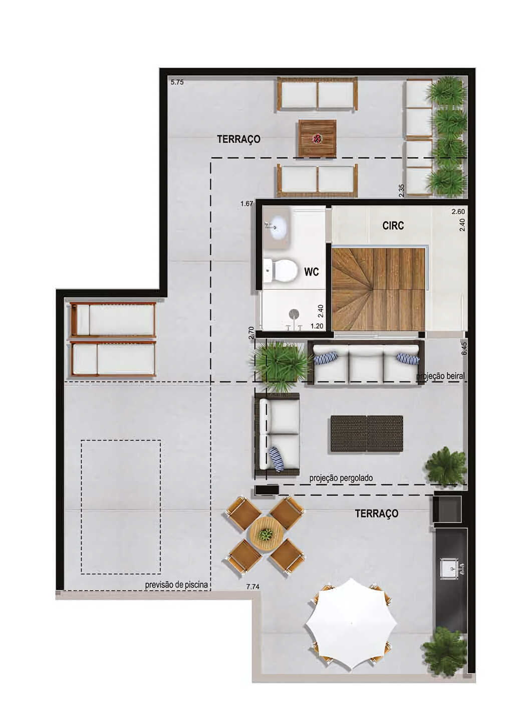 Planta 19 - 3 dorm 156,46m - cobertura duplex - superior