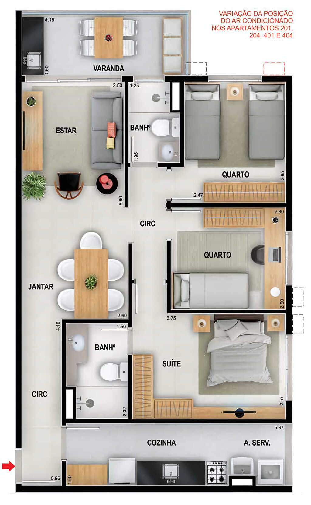 Planta 07 - 3 dorm 75,29m