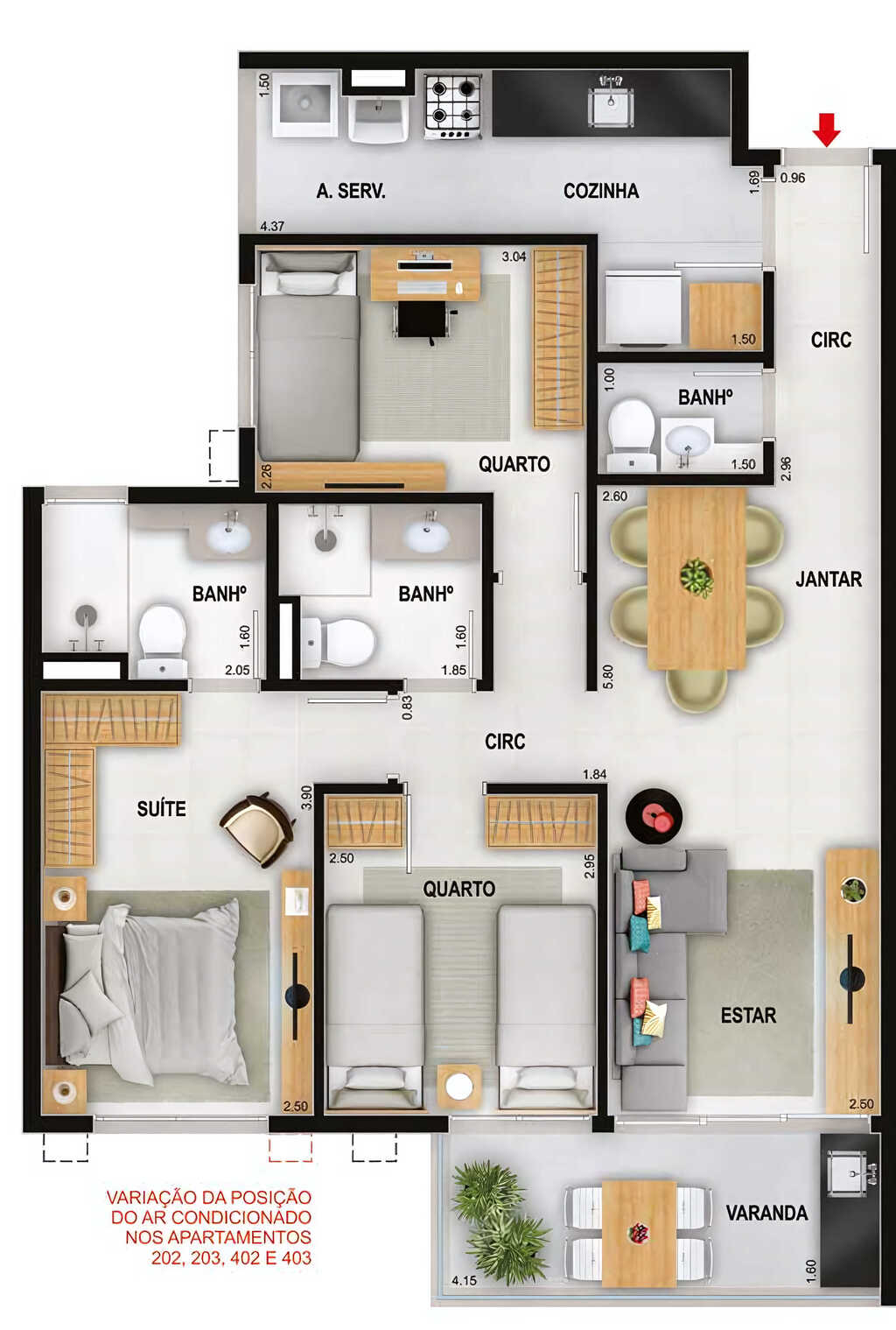 Planta 08 - 3 dorm 77,22m