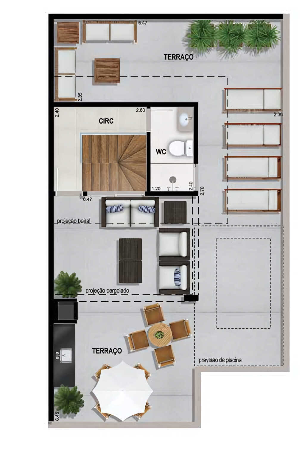 Planta 17 - 3 dorm 150,52m - cobertura duplex - superior