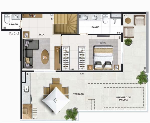 Planta 08 - 4 dorm 153,43m - cobertura duplex - superior